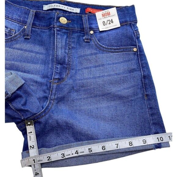 Celebrity Pink High-Rise Mom Jean Short Juniors' 0 24 Blue‎ Faded Cuffed Pockets - Picture 4 of 12